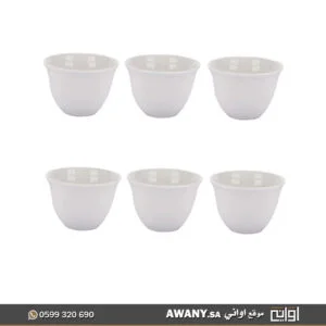 طقم فناجيل قهوة ابيض سادة