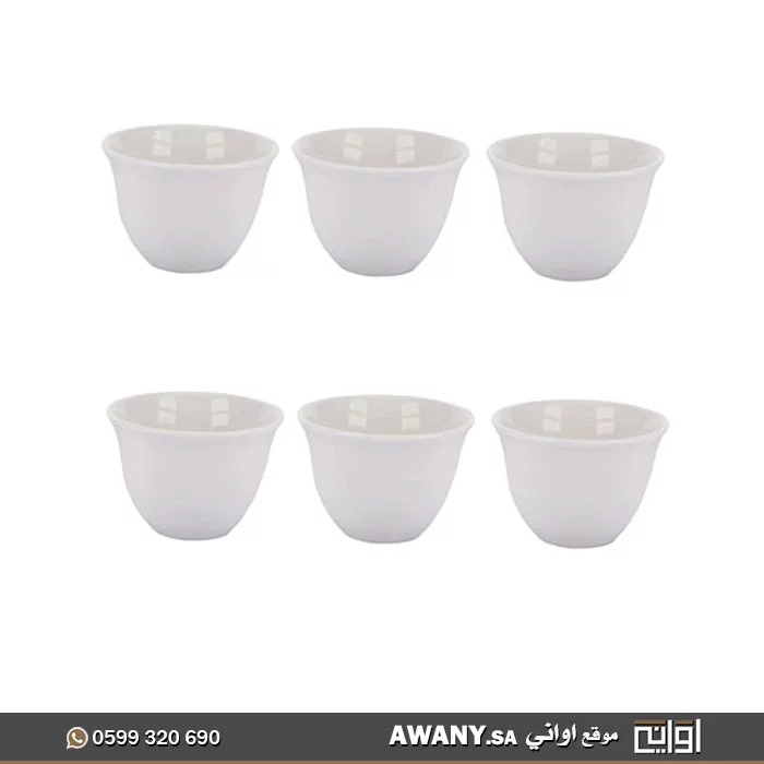 طقم فناجيل قهوة ابيض سادة