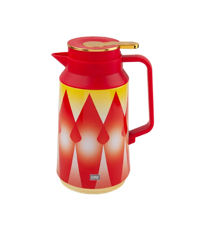 ترمس نقشة غضار أحمر 1 لتر دفا الشاي وحلاوة نقشة الغضار ترمس ضغط 1 لتر - الصورة 1